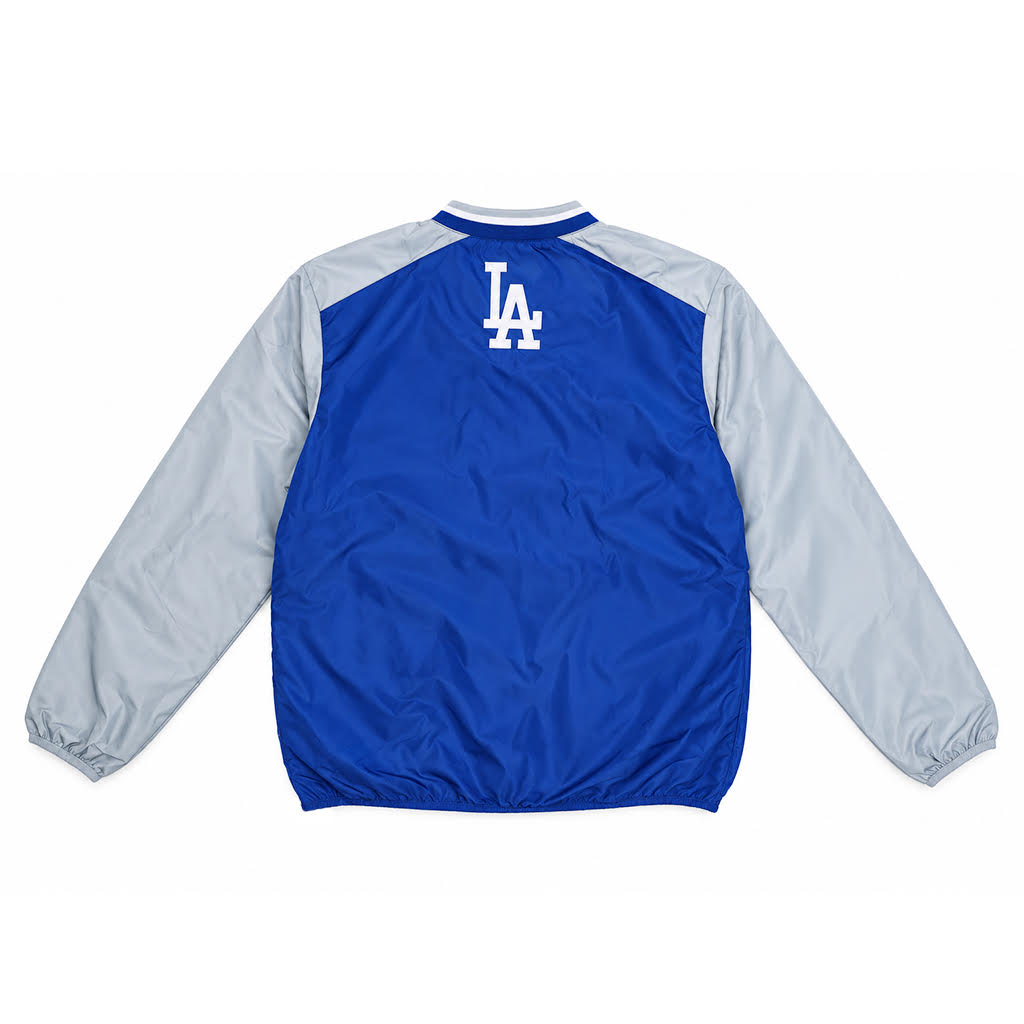 GIII Los Angeles Dodgers Wordmark Pullover V-Neck Royal Gray Windbreaker