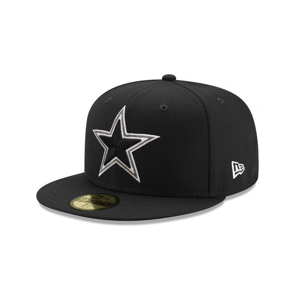 Dallas Cowboys Black On Black Gray Outline 59Fifty Fitted