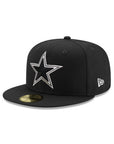 Dallas Cowboys Black On Black Gray Outline 59Fifty Fitted