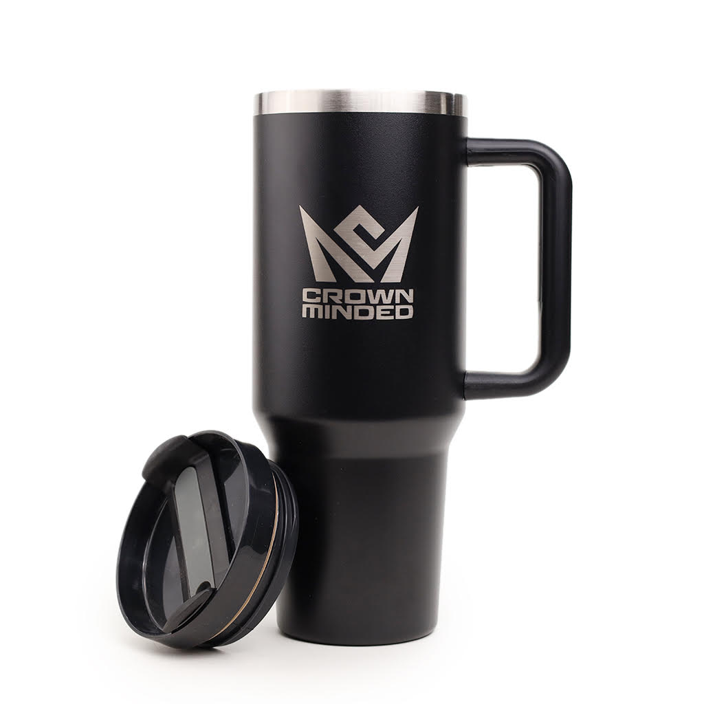 CrownMinded 40oz Laser-Engraved Stainless Steel Insulated Tumbler – Black