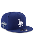 Los Angeles Dodgers Team Color Back-to-Back 2024-2025 World Series Champions Old English Side Patch 9Fifty Snapback