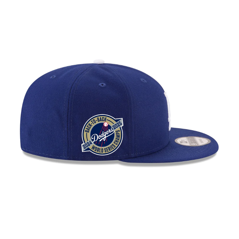 Los Angeles Dodgers Team Color Back-to-Back 2024-2025 World Series Champions Circle Side Patch 9Fifty Snapback