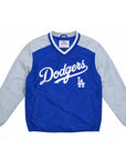 GIII Los Angeles Dodgers Wordmark Pullover V-Neck Royal Gray Windbreaker