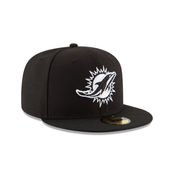 Miami Dolphins Black on White 59Fifty Fitted Hat