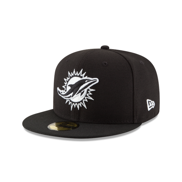 Miami Dolphins Black on White 59Fifty Fitted Hat