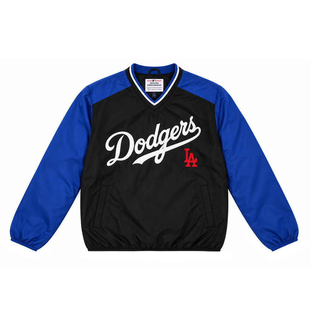 GIII Los Angeles Dodgers Wordmark Pullover V-Neck Black Royal Windbreaker