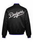 Starter Los Angeles Dodgers Color Block Full Zip Black Satin Varsity Jacket