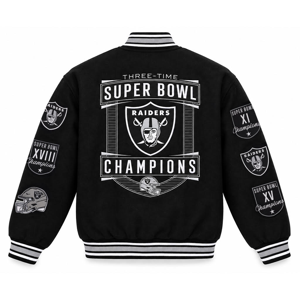 Las Vegas Raiders 3 Time Super Bowl Champions Reversible Jacket