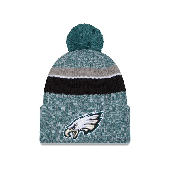 Philadelphia Eagles New Era 2023 NFL Sideline Sport Official Pom Knit Beanie