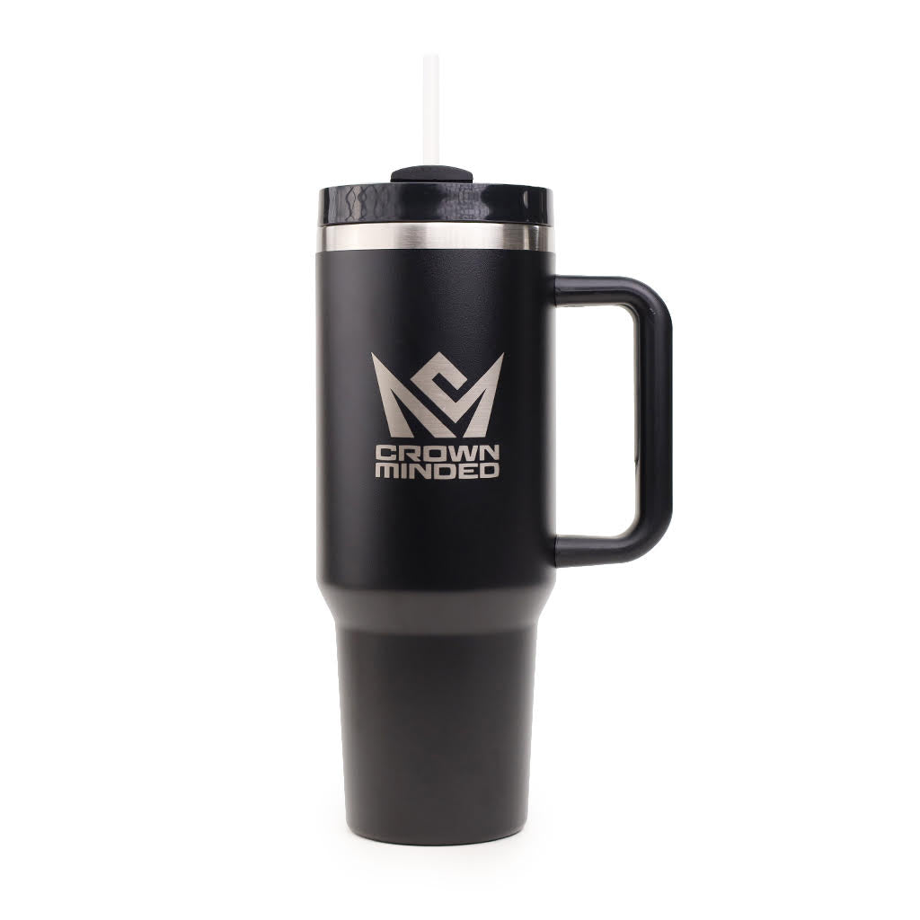 CrownMinded 40oz Laser-Engraved Stainless Steel Insulated Tumbler – Black