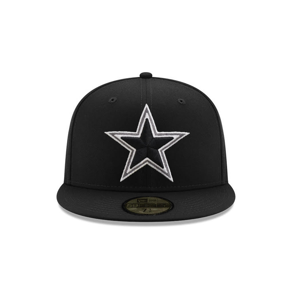 Dallas Cowboys Black On Black Gray Outline 59Fifty Fitted