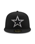 Dallas Cowboys Black On Black Gray Outline 59Fifty Fitted