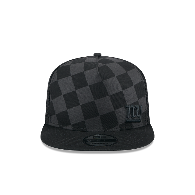 New York Giants Black Gray Checkered Trucker 9Fifty A-Frame Snapback