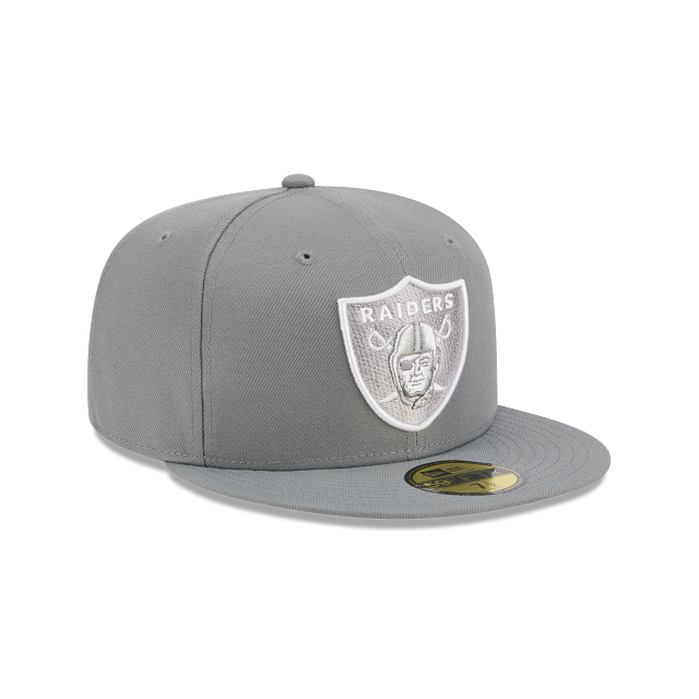 Las Vegas Raiders Storm Gray On White 59Fifty Color Basic Fitted