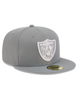 Las Vegas Raiders Storm Gray On White 59Fifty Color Basic Fitted
