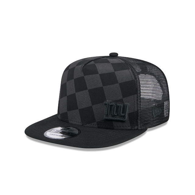New York Giants Black Gray Checkered Trucker 9Fifty A-Frame Snapback