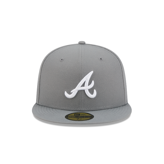 Atlanta Braves Storm Gray On White 59Fifty Color Basic Fitted