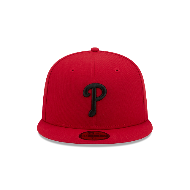 Philadelphia Phillies Scarlet Red On Black 59Fifty Color Basic Fitted