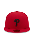 Philadelphia Phillies Scarlet Red On Black 59Fifty Color Basic Fitted