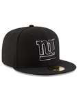 New York Giants Black On Black White Outline 59Fifty Fitted