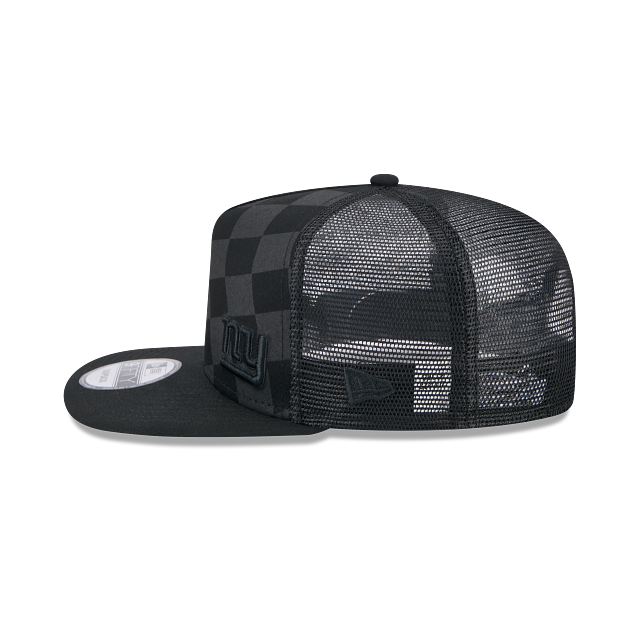 New York Giants Black Gray Checkered Trucker 9Fifty A-Frame Snapback
