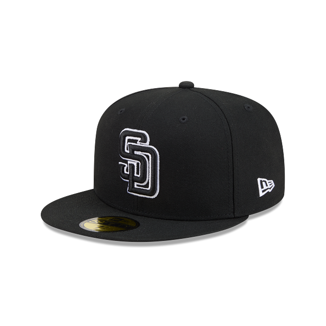 San Diego Padres Black On Black White Outline 59Fifty Color Basic Fitted