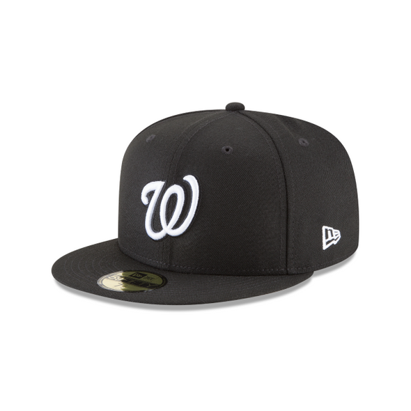 Washington Nationals MLB Basic Black on White 59Fifty Fitted Hat