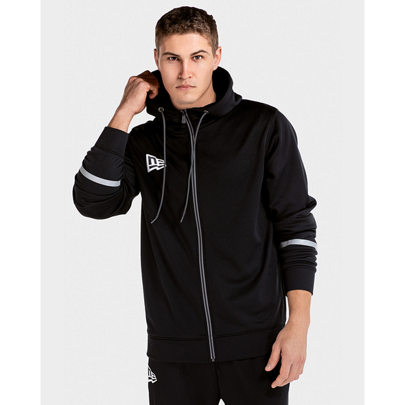 New Era Branded Black On White Zip Up Hoodie