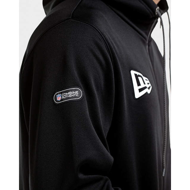 New Era Branded Black On White Zip Up Hoodie