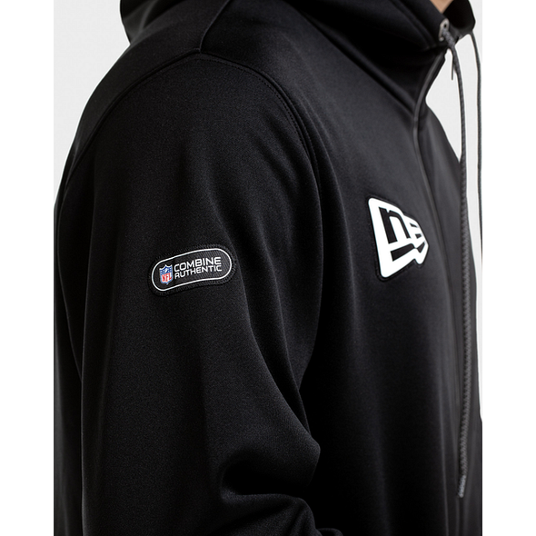 New Era Branded Black On White Zip Up Hoodie