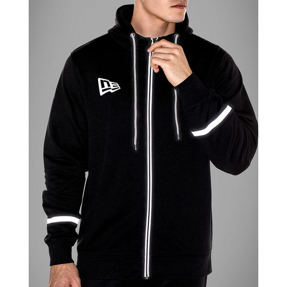 New Era Branded Black On White Zip Up Hoodie