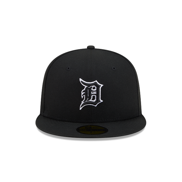 Detroit Tigers Black On Black White Outline 59Fifty Color Basic Fitted