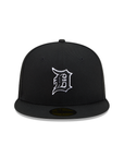 Detroit Tigers Black On Black White Outline 59Fifty Color Basic Fitted
