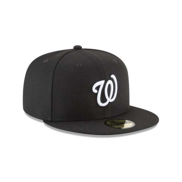 Washington Nationals MLB Basic Black on White 59Fifty Fitted Hat