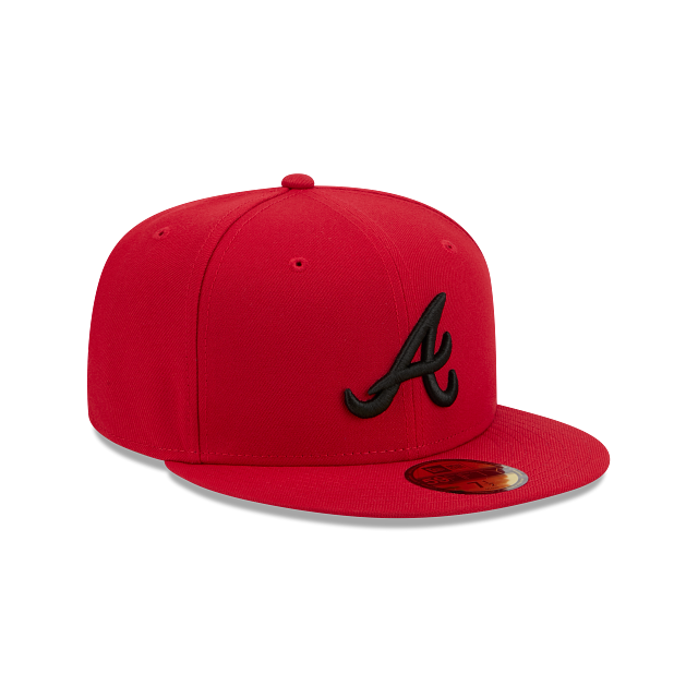 Atlanta Braves Scarlet Red On Black 59Fifty Color Basic Fitted