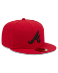 Atlanta Braves Scarlet Red On Black 59Fifty Color Basic Fitted