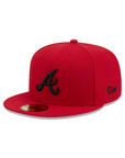 Atlanta Braves Scarlet Red On Black 59Fifty Color Basic Fitted