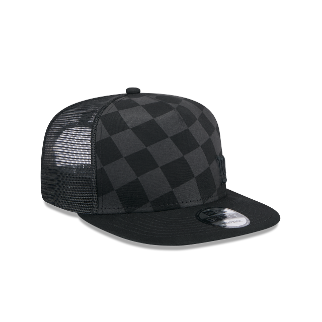 New York Giants Black Gray Checkered Trucker 9Fifty A-Frame Snapback
