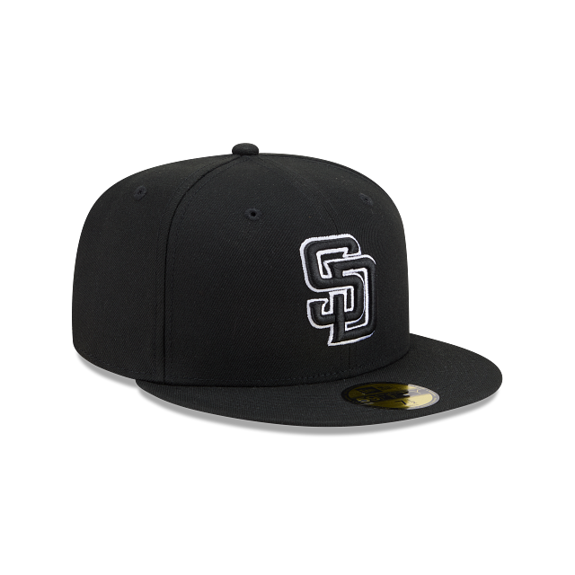 San Diego Padres Black On Black White Outline 59Fifty Color Basic Fitted