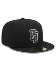 San Diego Padres Black On Black White Outline 59Fifty Color Basic Fitted