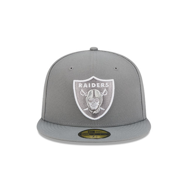 Las Vegas Raiders Storm Gray On White 59Fifty Color Basic Fitted