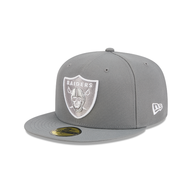 Las Vegas Raiders Storm Gray On White 59Fifty Color Basic Fitted