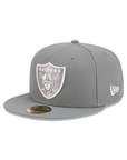 Las Vegas Raiders Storm Gray On White 59Fifty Color Basic Fitted