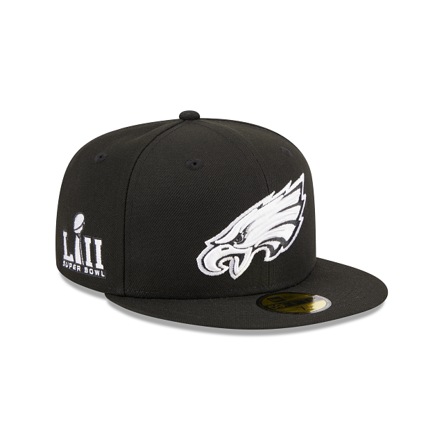 Philadelphia Eagles Black White Super Bowl LII Side Patch 59Fifty Fitt ...