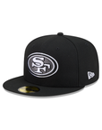 San Francisco 49ers Black On Black White Outline 59Fifty Color Basic Fitted