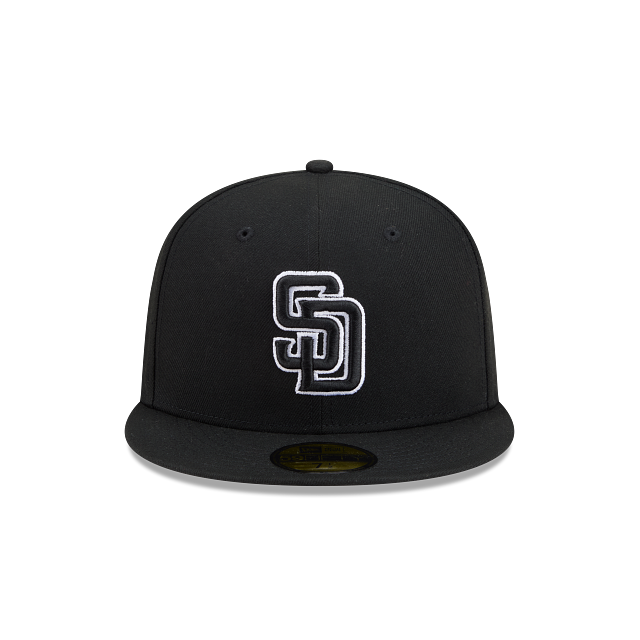 San Diego Padres Black On Black White Outline 59Fifty Color Basic Fitted