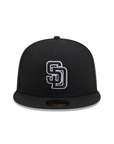 San Diego Padres Black On Black White Outline 59Fifty Color Basic Fitted