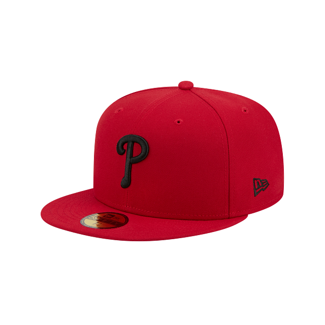 Philadelphia Phillies Scarlet Red On Black 59Fifty Color Basic Fitted