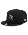 Detroit Tigers Black On Black White Outline 59Fifty Color Basic Fitted