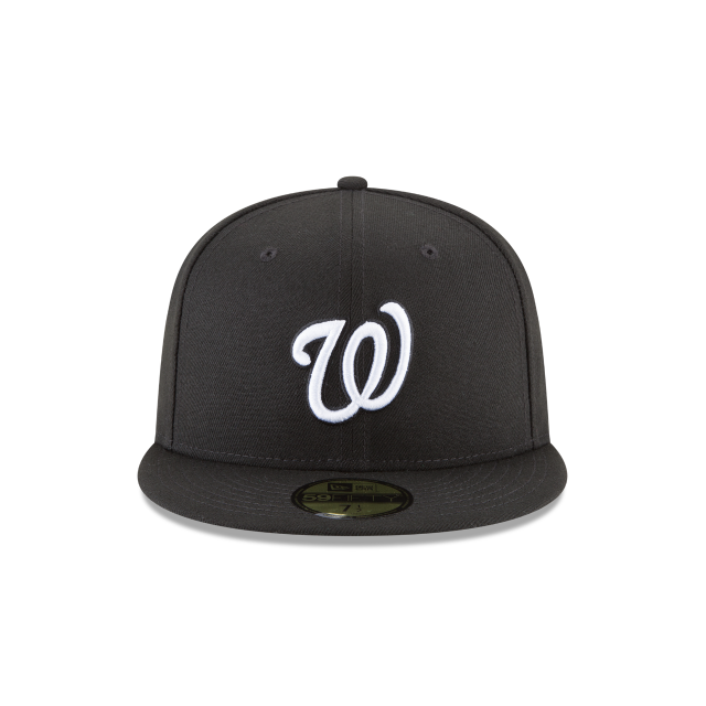 Washington Nationals MLB Basic Black on White 59Fifty Fitted Hat